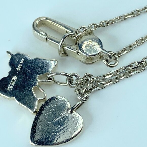 Vintage Authentic Gucci Butterfly Heart Necklace Italy w Dust Bag 7.2g 18" GS329 - Picture 5 of 5